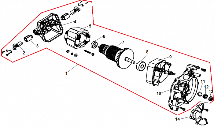 2 ЯКОРЬ - СТАТОР - ЩЕТКИ ЭЛЕКТРОПИЛА CHAMPION 118-14