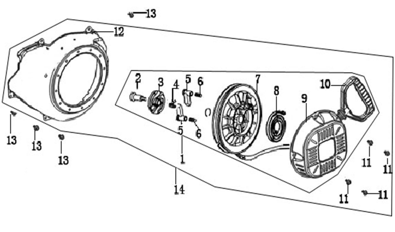 ЗАПЧАСТИ ДЛЯ ДВИГАТЕЛЯ LC185FDS (СТАРТЕР РУЧНОЙ)